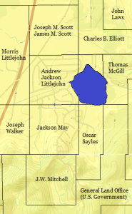 Property owners in and around the present day Scott Lake community, 1871. This is superimposed over a present day (2014) map.